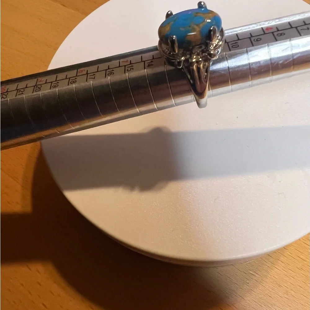 Brand New “Blue Gem”Turquoise Silver Statement Ring